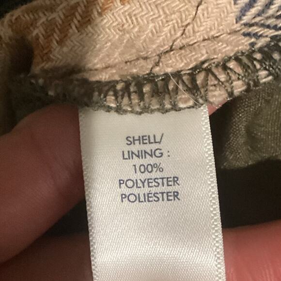 BKE Women Pieced Plaid Corduroy Shacket Size Large Patchwork Green Buckle Casual - Picture 9 of 15